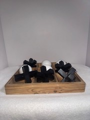 Wooden Tabletop Tic-Tac-Toe Board Game Coffee Table Decorative Accent Home Decor
