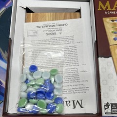 MANCALA Strategy Game Multi Color Stone Folding Wood Board Box DMG