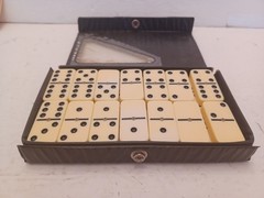 Double Six Dominoes Miniature Travel Size Black Set Of 28 USED
