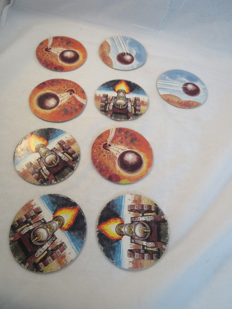 Vintage 1992 Battle Masters Board Game Milton Bradley 9 Mighty Cannon Tiles