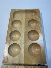 Cardinal Solid Wood Folding 2001 Mancala Game w/Metal Tin&Gems 48 Gems Excellent