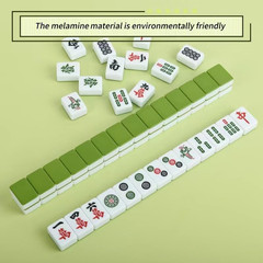 Chinese Green 1.17 Inches Compact Mahjong Set, Travel Small Size, 144 + 8 Blank