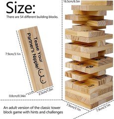 Pakoc Couples Game Wooden Tumbling Tower Game – 48 Wooden Stacking Game