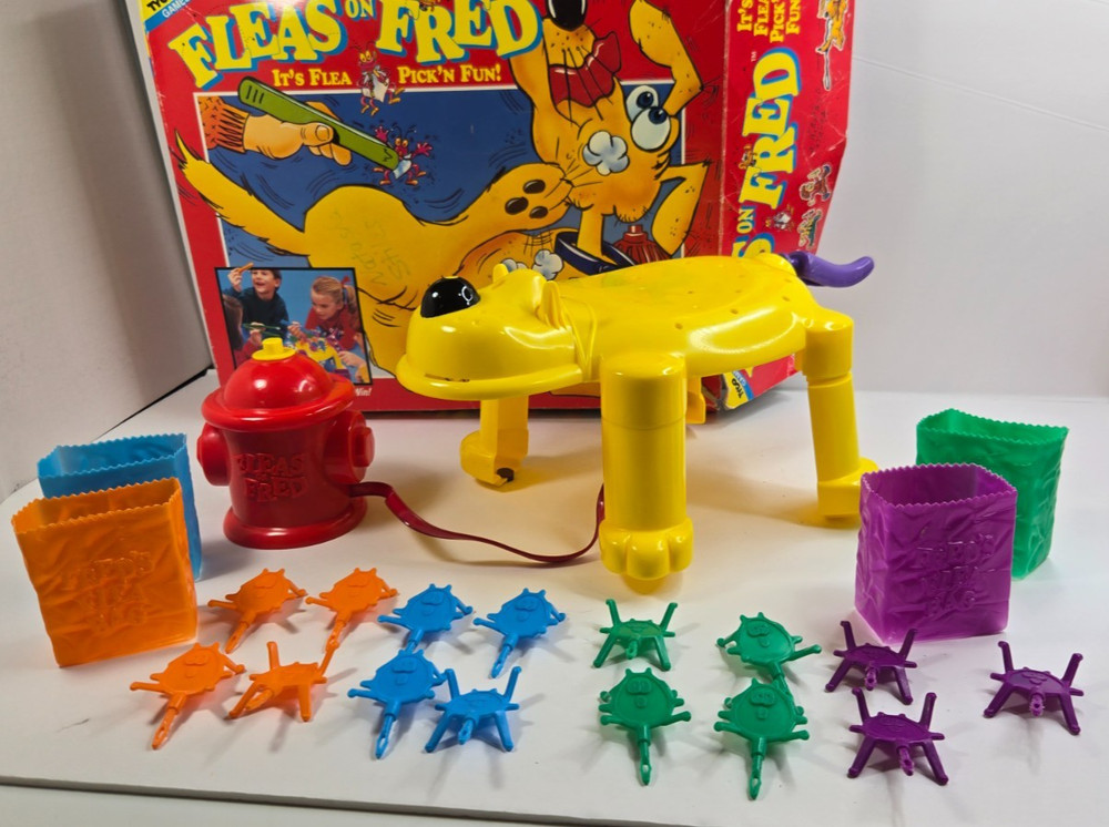 Vintage 1993 Fleas On Fred Tyco Game Tested Missing Pieces Damaged Box Heavy Use