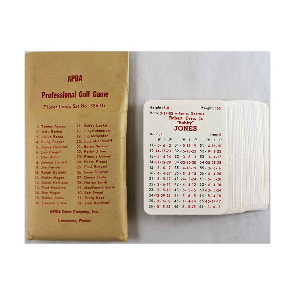 APBA APBA Golf Card Sets Golf (All-Time Greats Card Set) (1st) Bag Fair/EX