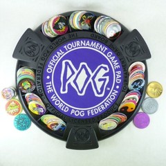 Lot of 100 Pogs, 6 Slammers, Ready To Play Tournament Game Board & Pad