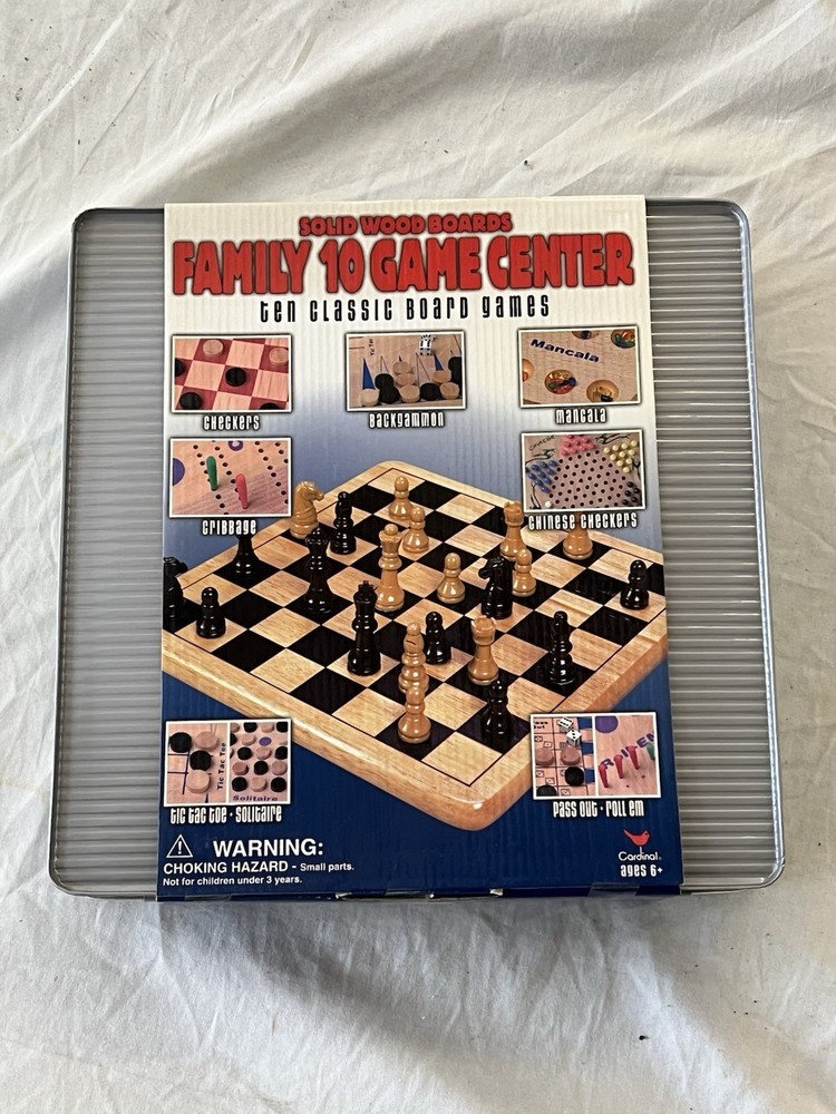 Solid Wood Board Family 10 Game Center Never Used Complete Vintage
