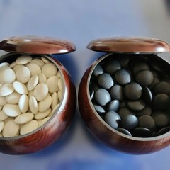 Japanese Go Stones White 181 Black 182 & Go Bowls for IGO Game Vintage Japan