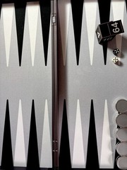 P-40 Backgammon Board Black Case Complete Game Dice Doubling Cube