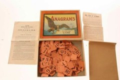Antique Anagrams Prize Game & Colorful Box With Eagle On Lid