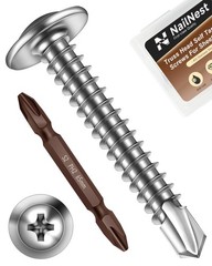 100PCS #8 x 1-1/4″ Sheet Metal Screws, Self Tapping Screws for Metal, 410 Sta…