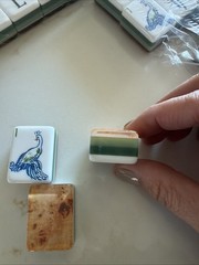 Mah Jong American Set tile, Tortoise Wood, 4 Layers, Green