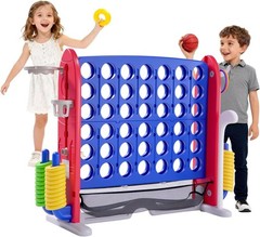 Jumbo 4 in a Row Game, Height Adjustable(2.7-3.2 Ft) Outdoor Indoor Connect 4 W/
