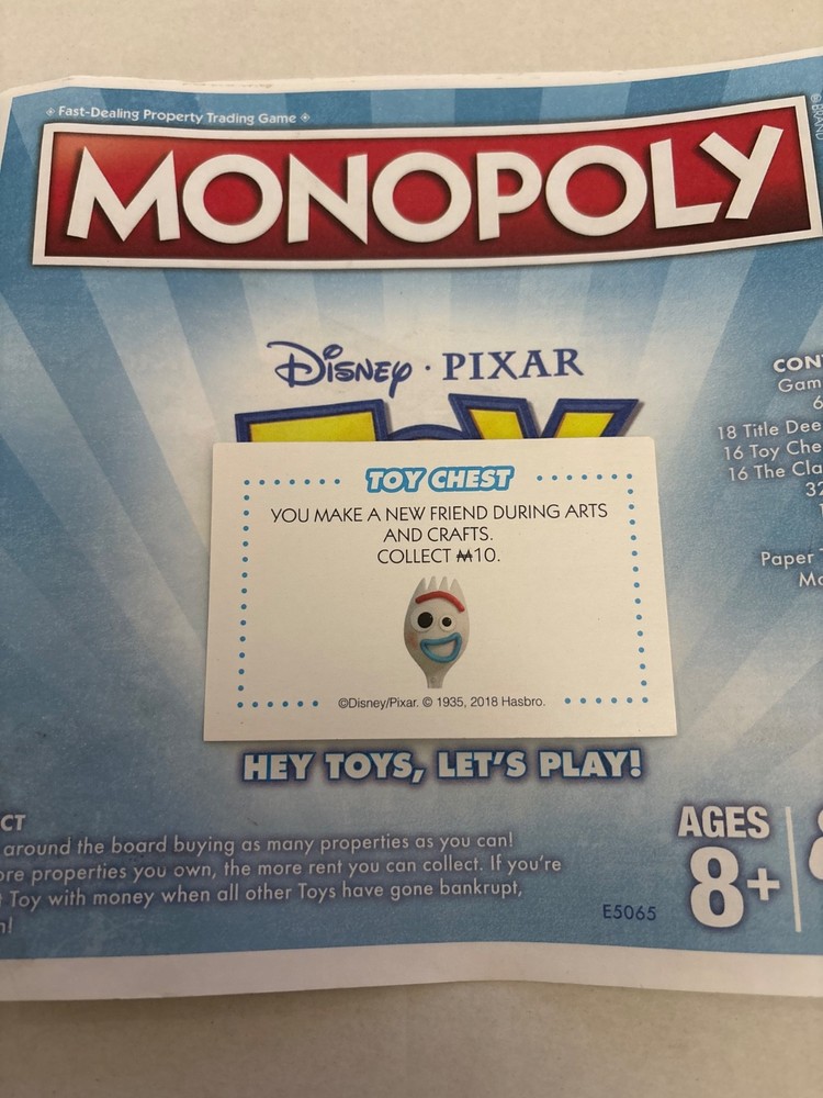 2018 Monopoly Toy Story Make A New Friend Community Chest Card Game Piece
