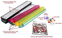 American Mahjong 166 Tiles Burgundy Bag 4 Color Pushers/Racks Western Mahjongg