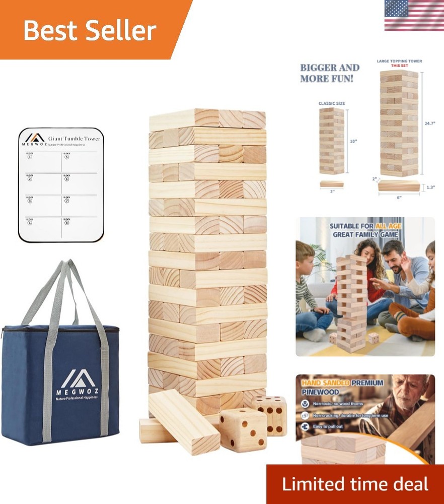 Giant Tumble Tower Games for Kids and Adults 57 Blocks New Zealand Pine Woode…