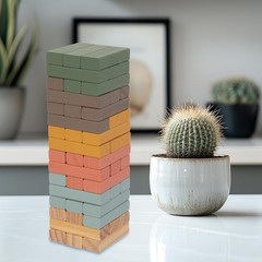 Wooden Stacking Blocks Game 48PCS Tumbling Balancing Blocks