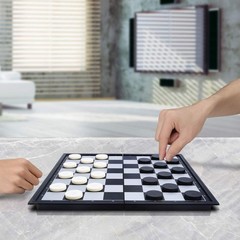 Magnetic Travel Checkers Board Game Set with Folding Board Family Educational To