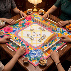 Drydiet Yellow Lemon Mahjong Mat for Table 31.5 x 31.5 Inch American Mahjong Mat