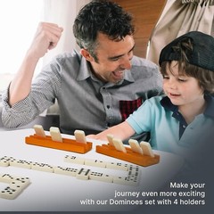 Compact Double 6 Dominoes Set with Travel Case & Domino Racks for Easy Gameplay