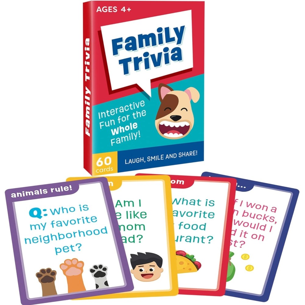 Family Trivia Game, 60 Fun Trivia Cards, Ages 4 and Up