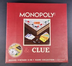 MONOPOLY and Clue Deluxe Vintage 2 in 1 Wood Game Collection Set NIB Sealed