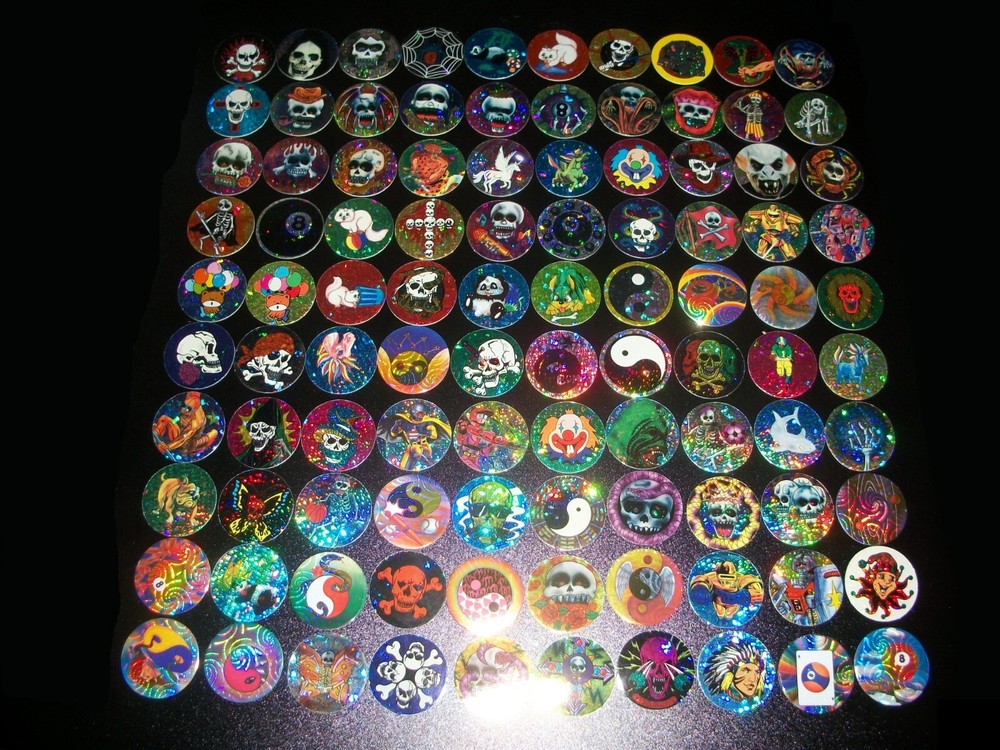 Foil Prism Pog Lot 100 Milk Caps Lot Collection All Different Pogs