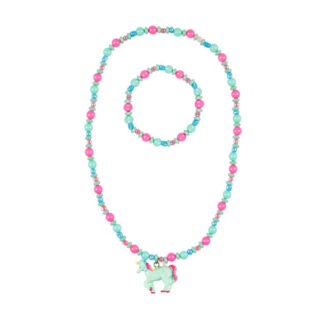 Collier + bracelet Aike licorne rose menthe
