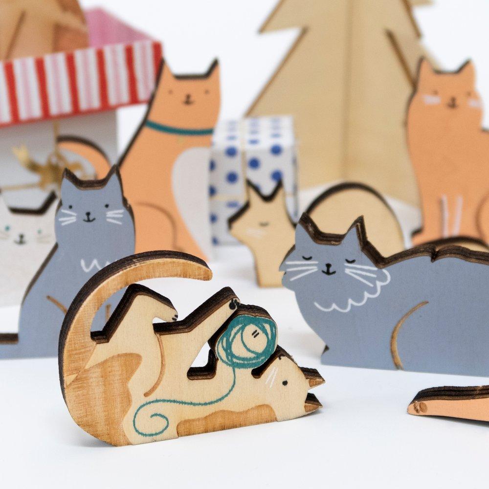 Calendrier De L'Avent Chat En Acrylique 2D - 24 Jours - Décoration De Noël Mignonne - 28x18cm - Pour Sapin, Fenêtre, Salon - Idée Cadeau Famille