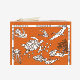 Photo du produit Pochette brodée ATLAS couleur Orange de chez Inouï Editions