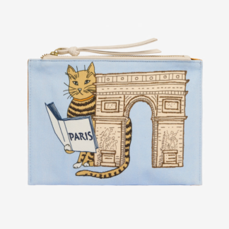 Photo du produit POCHETTE BRODEE CHAT couleur Bleu Clair de chez Inouï Editions