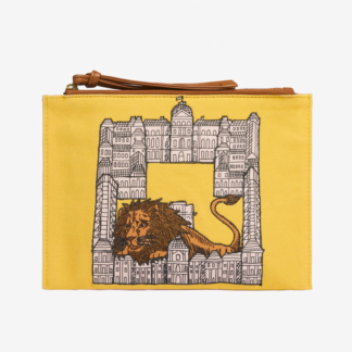 Photo du produit POCHETTE BRODEE LION couleur Jaune de chez Inouï Editions