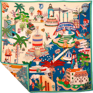 Foulard Lisa Gâteaux fous - Bleu/Camel